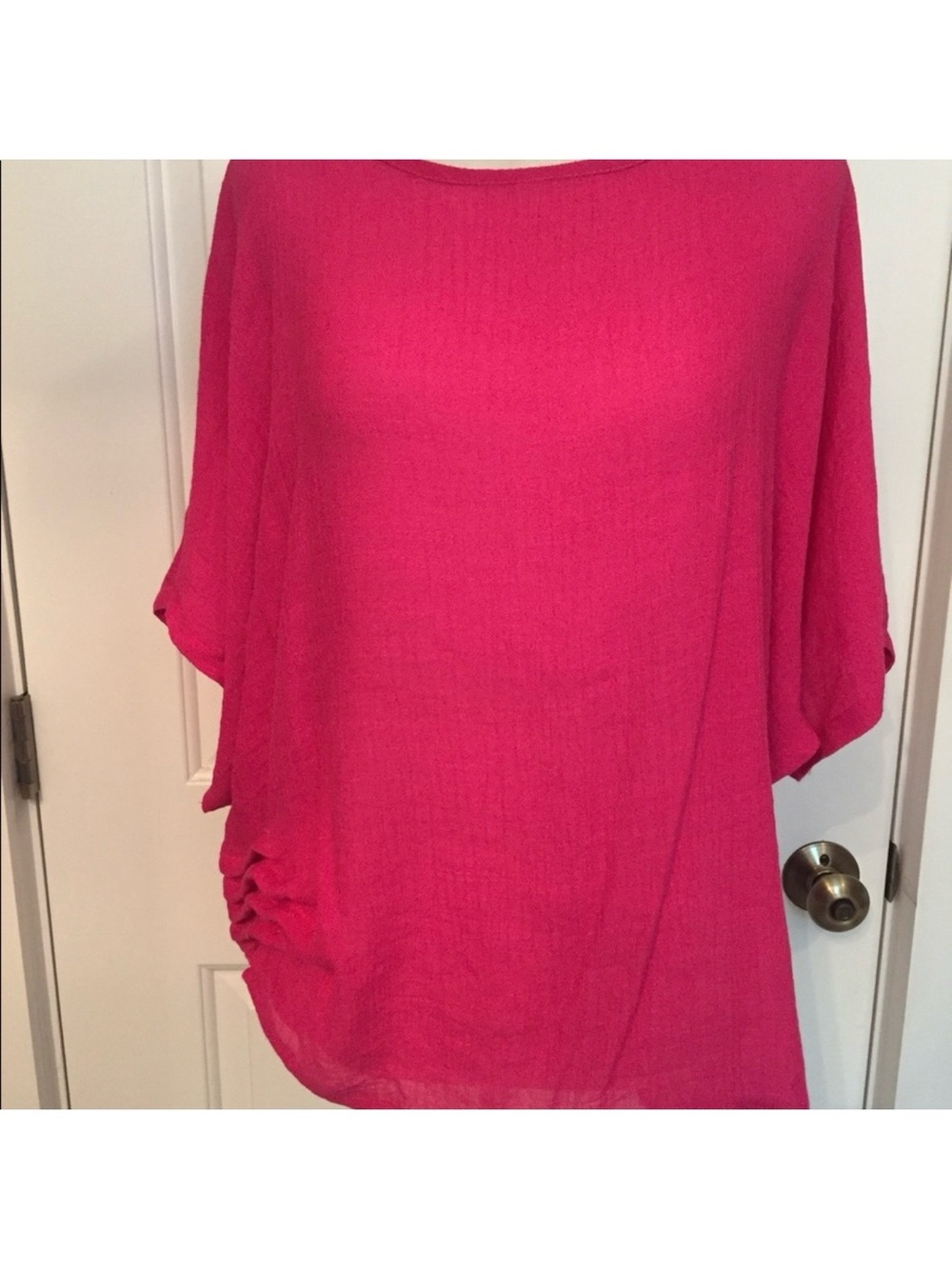 GAYA BARBIE CORE TOP TUNIC BLOUSE PINK ASYMMETRICAL HEM BOXY SIZE XS